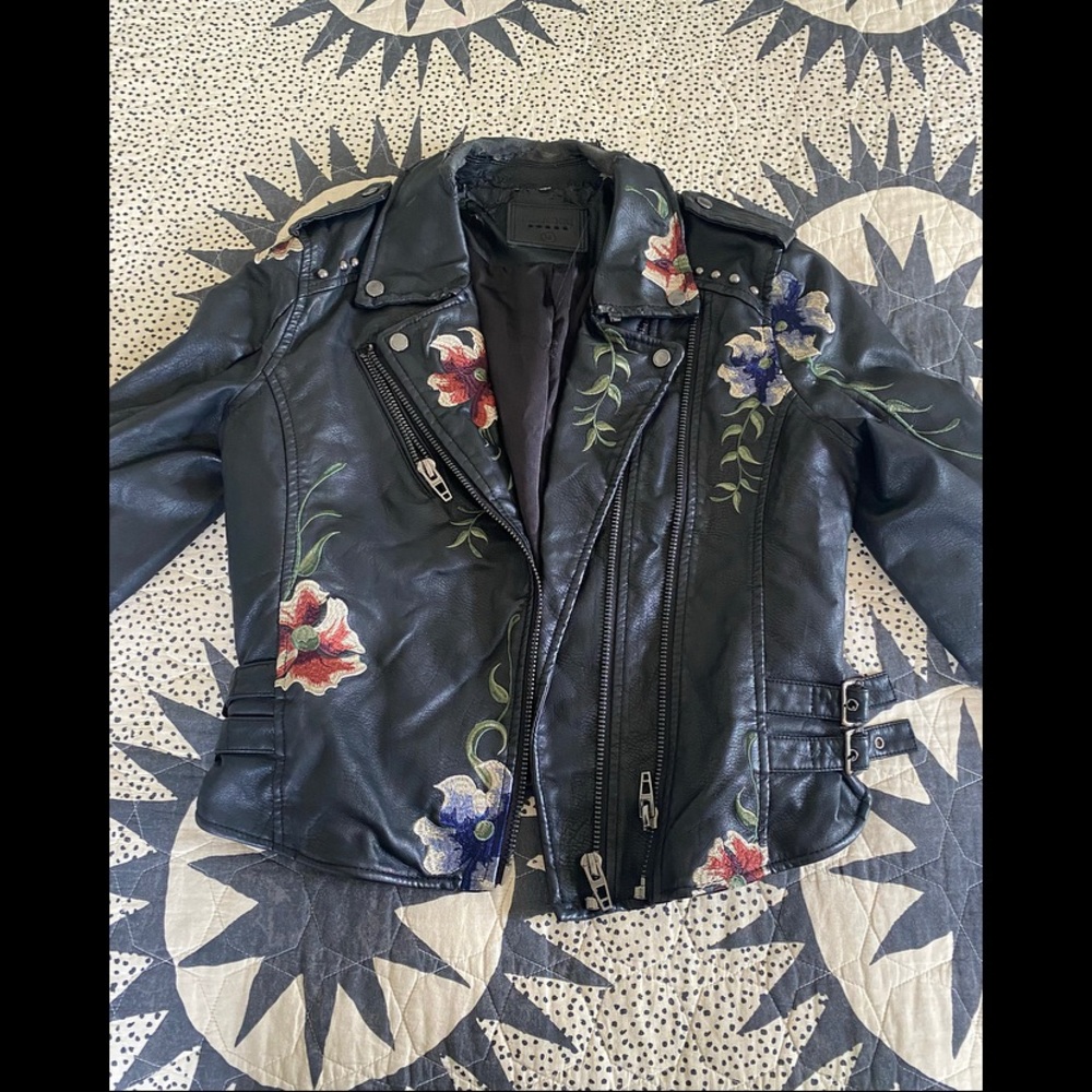Urban Outfitters Embroidered Leather Jacket